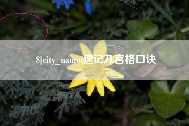 沈丘速记九宫格口诀